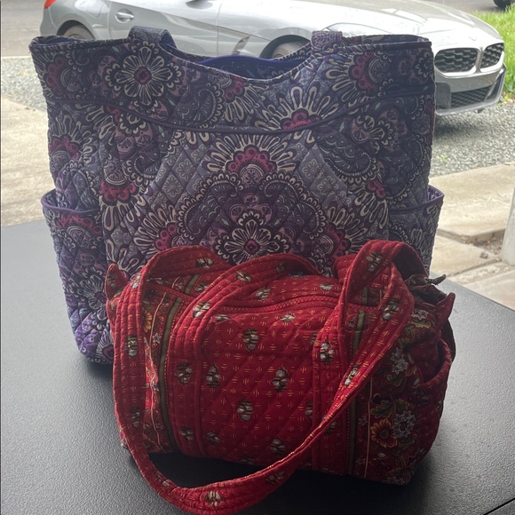 Vera Bradley Handbags - Vera Bradley bundle! Purple Tote Bag and small Red Satchel